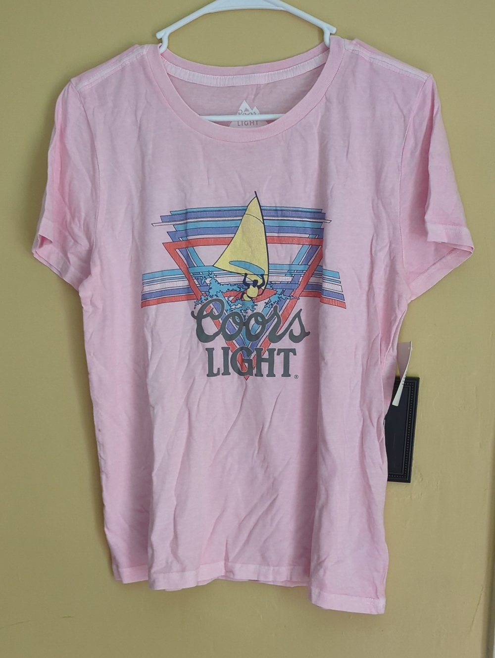 Lucky Brand Coors Light Surf Classic Graphic Crew Tee Pink